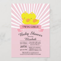 Invitation Baby shower de filles jumelles de canar