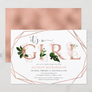 Invitation baby shower de filles Rose doré et moderne