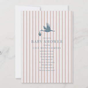 Invitation Baby shower de filles tripe classique Preppy Seers