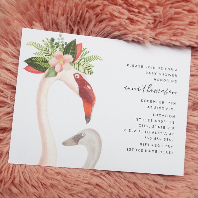 Invitation Baby shower de Flamant rose maman et bébé (Créateur téléchargé)
