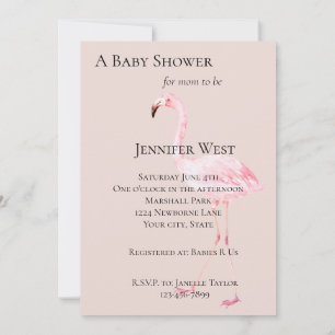 Invitation Baby shower de Flamant rose rose pâle