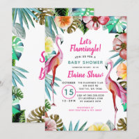Baby shower de Flamant rose rose paradis tropical