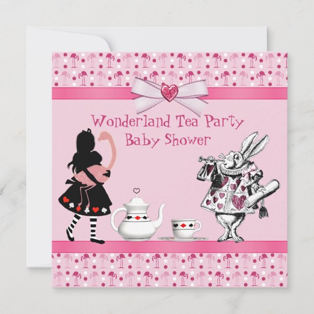 Invitation Baby shower de Flamants roses de rose de thé du (Devant)