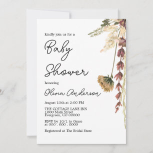 Invitation Baby shower de fleur rustique Boho