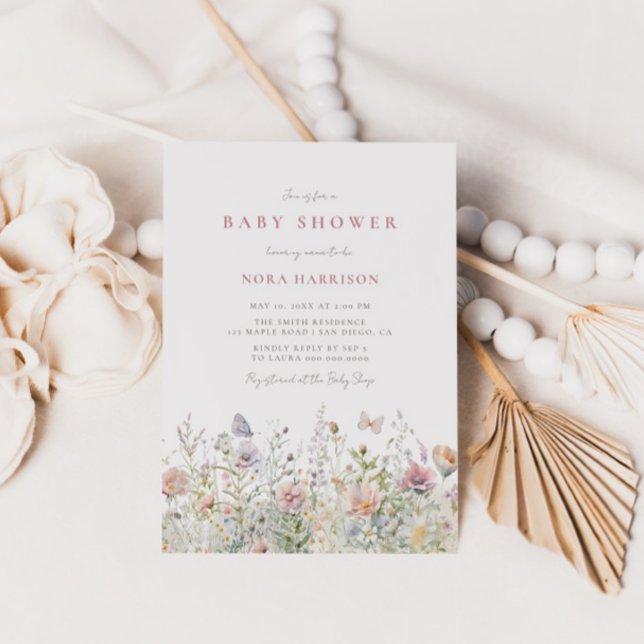 Invitation Baby shower de Fleur sauvage de ressort (Créateur téléchargé)