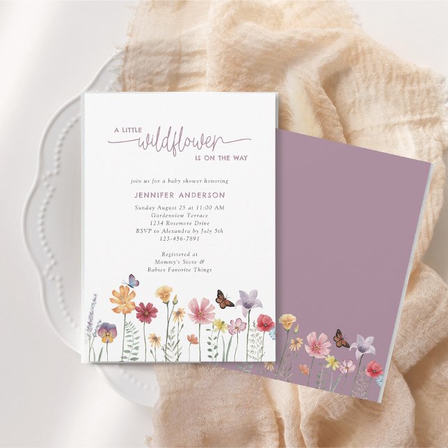 Invitation Baby shower de Fleur sauvage Dusty Purple Watercol (Créateur téléchargé)