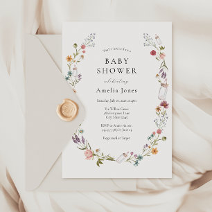 Invitation Baby shower de fleur sauvage et de torchon
