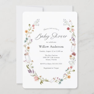 Invitation Baby shower de fleur sauvage et de torchon