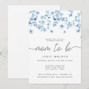 Invitation Baby shower de fleurs bleues