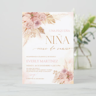 Invitation Baby shower de fleurs Boho Pampas espagnol pour fi