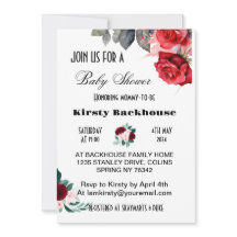 Baby shower de fleurs d'aquarelle rouge