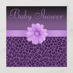 Invitation Baby shower de fleurs de Empreinte de léopard et d