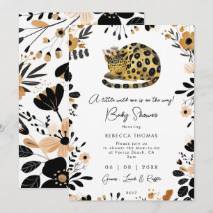 Invitation baby shower de fleurs de léopard sauvage