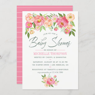 Invitation Baby shower de fleurs de pivoine