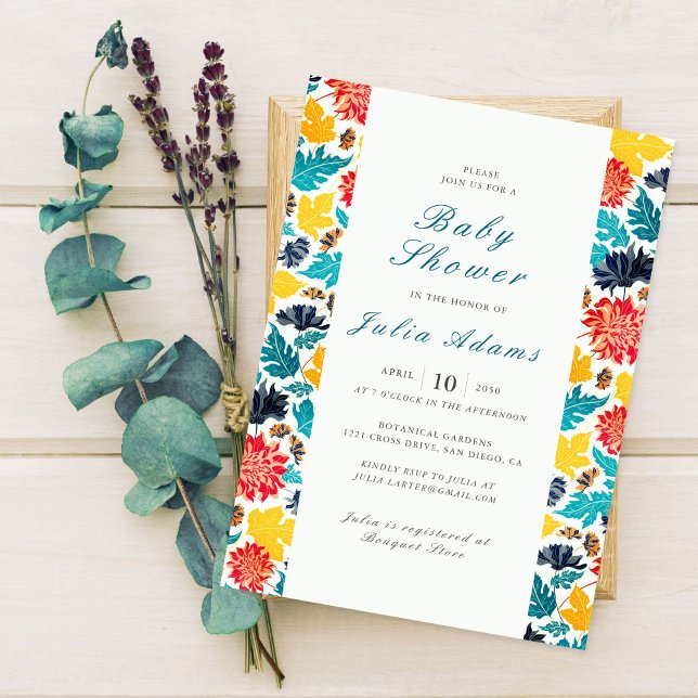 Invitation Baby shower de fleurs de soleil bleu jaune (Créateur téléchargé)
