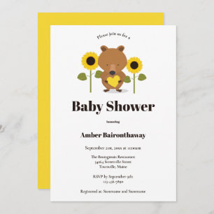 Invitation Baby shower de fleurs de soleil d'ours