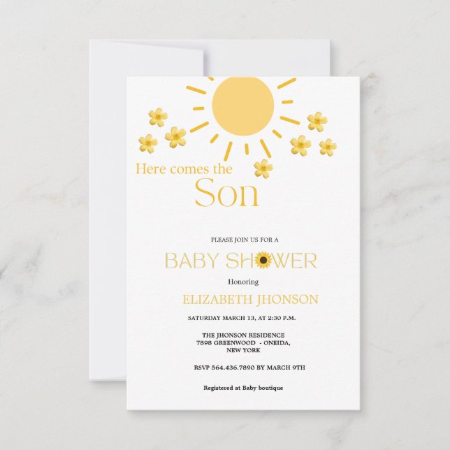 Invitation Baby shower de fleurs de tournesol simple (Devant)