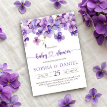 Baby shower de fleurs de violet délicates au print