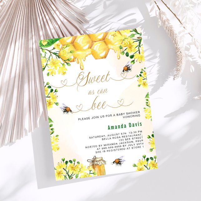 Invitation Baby shower de fleurs jaunes d'abeilles (Créateur téléchargé)