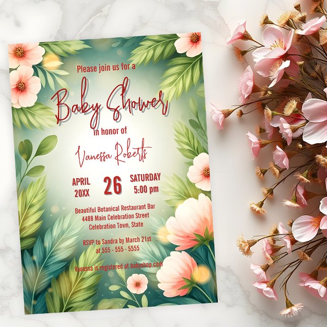 Invitation Baby shower de fleurs printanières enchantant (Créateur téléchargé)