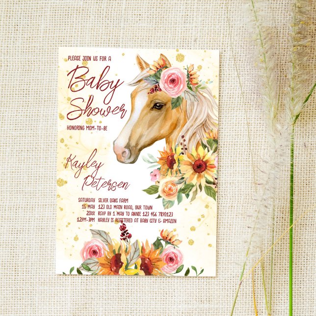 Invitation Baby shower de fleurs roses du ranch (Créateur téléchargé)