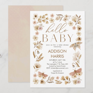 Invitation Baby shower de fleurs vintages