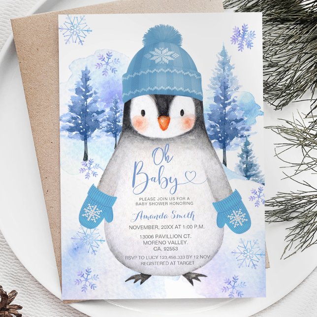 Invitation Baby shower de flocons de neige Casquette en bonne (Créateur téléchargé)