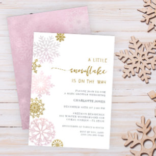Invitation Baby shower de flocons de neige rose