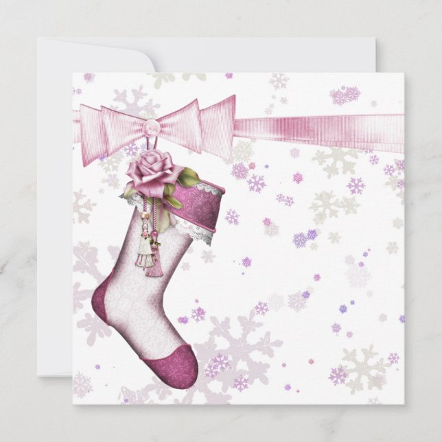 Invitation Baby shower de flocons de neige rose d'hiver blanc (Devant)