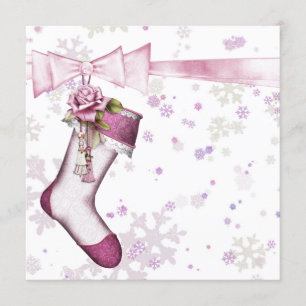 Invitation Baby shower de flocons de neige rose d'hiver blanc