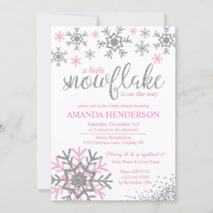 Invitation Baby shower de flocons de neige rose hiver