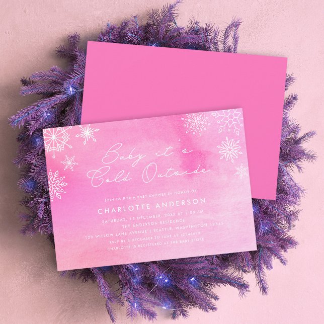 Invitation Baby shower de flocons d'eau rose (Créateur téléchargé)