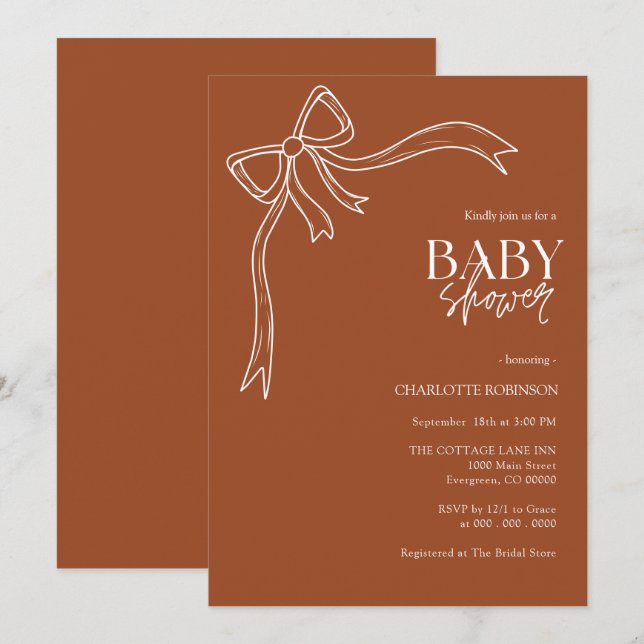 Invitation Baby shower de fond (Devant / Derrière)
