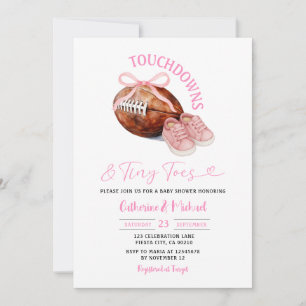 Invitation Baby shower de Football Pink Touchdown & Minuscule