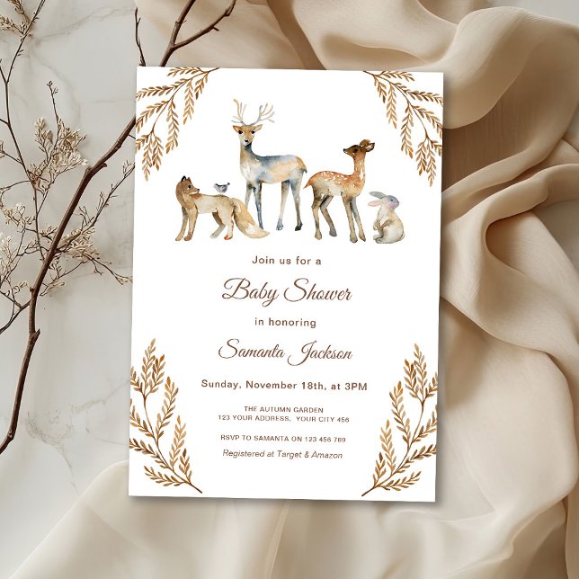 Invitation Baby shower de forêt d'animaux (Créateur téléchargé)