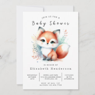 Invitation Baby shower de Fox animal de forêt calme