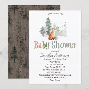 Invitation Baby shower de Fox de pays de forêt