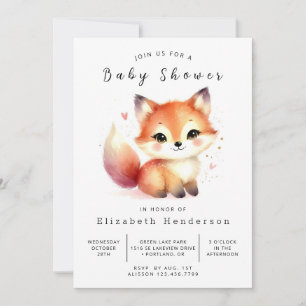 Invitation Baby shower de Fox minimaliste neutre