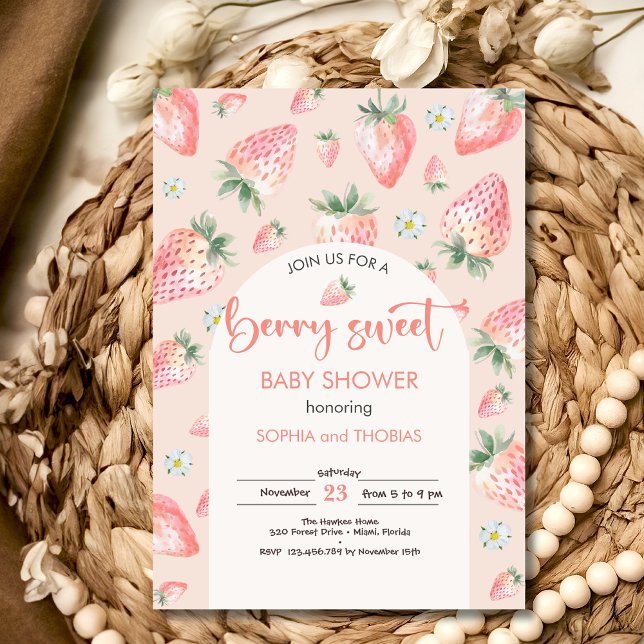 Invitation Baby shower de fraise Berry (Créateur téléchargé)