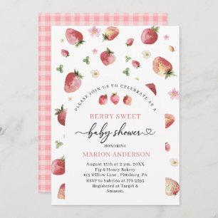 Invitation Baby shower de fraise d'aquarelle
