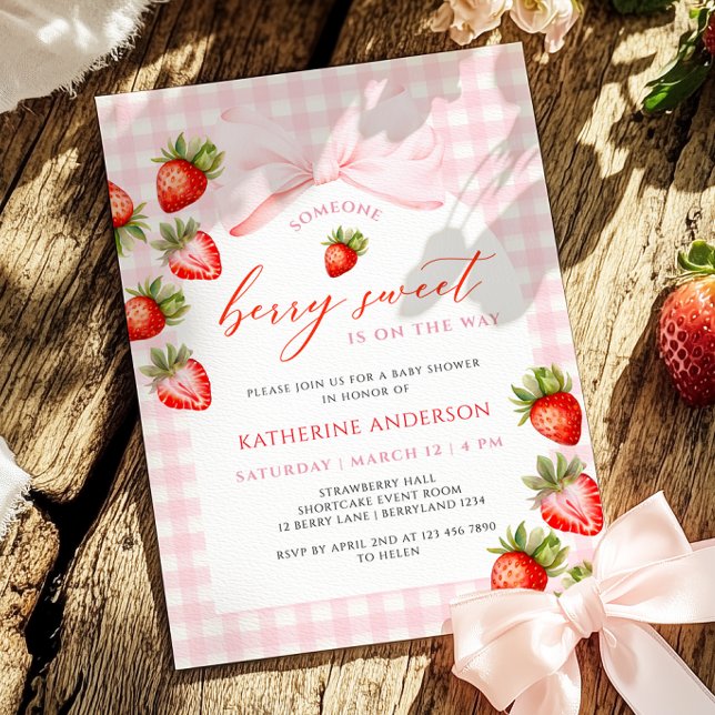 Invitation Baby shower de fraise sucrée Coquette Berry (Créateur téléchargé)