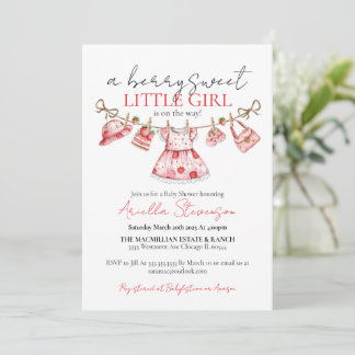 Invitation Baby shower de fraises, baby shower sucré de baies