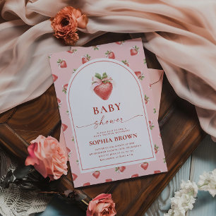 Invitation Baby shower de fraises moderne