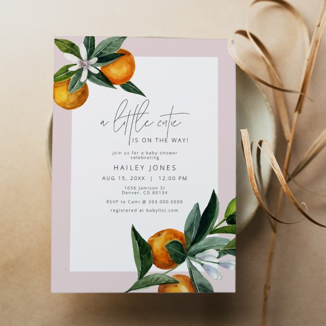Invitation Baby shower de fruits orange de la petite fille Cu (Créateur téléchargé)