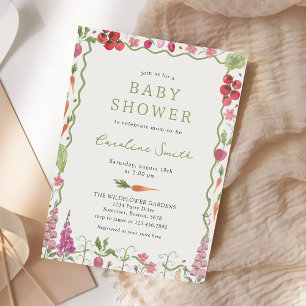 Invitation Baby shower de fruits végétaux du marché agricole