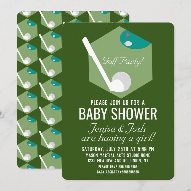 Invitation Baby shower de garçon à thème de golf moderne (Devant / Derrière)