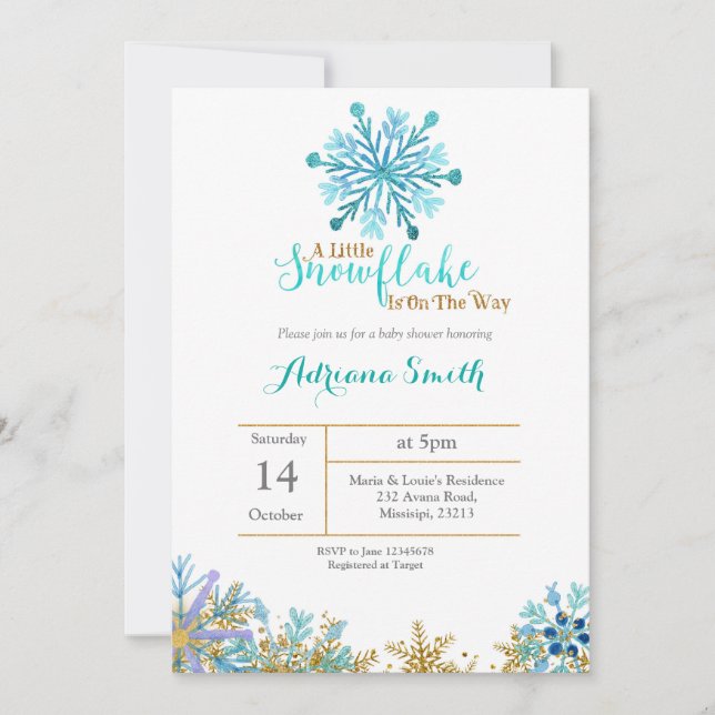 Invitation Baby shower de garçon à thème de la Flamme de neig (Devant)