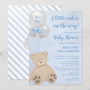 Invitation Baby shower de garçon Bear Cub