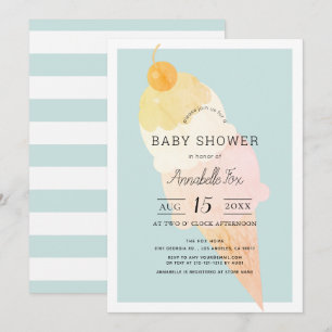 Invitation Baby shower de garçon bleu clair crème glacée