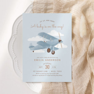 Invitation Baby shower de garçon d'avion Vintage voyage